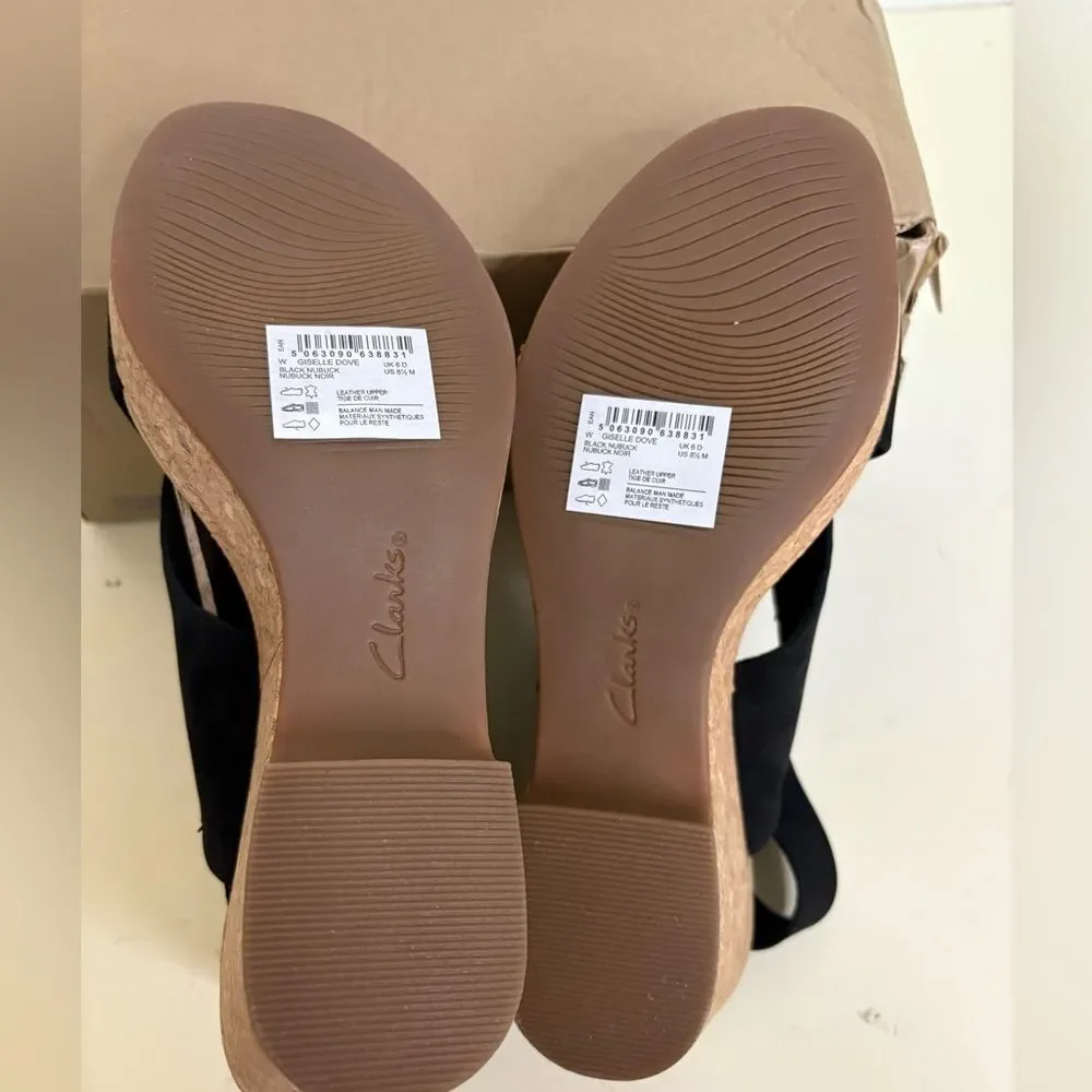 NWB Clarks Black and Tan Women's Wedges sz 8.5